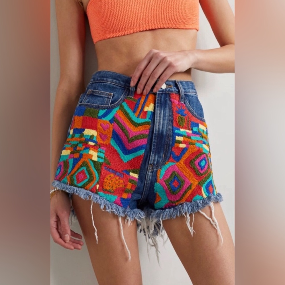 EUC Farm Rio Summer Patches High Rise Shorts Size Small